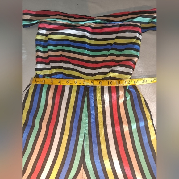 Striped Off-Shoulder Jumpsuit - Picture 6 of 11